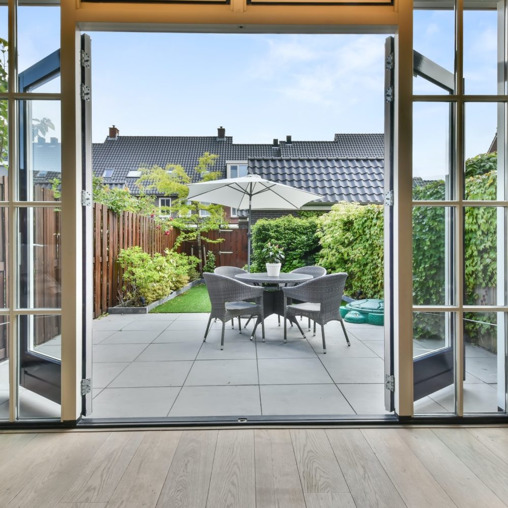 Exit to the backyard in a cozy house